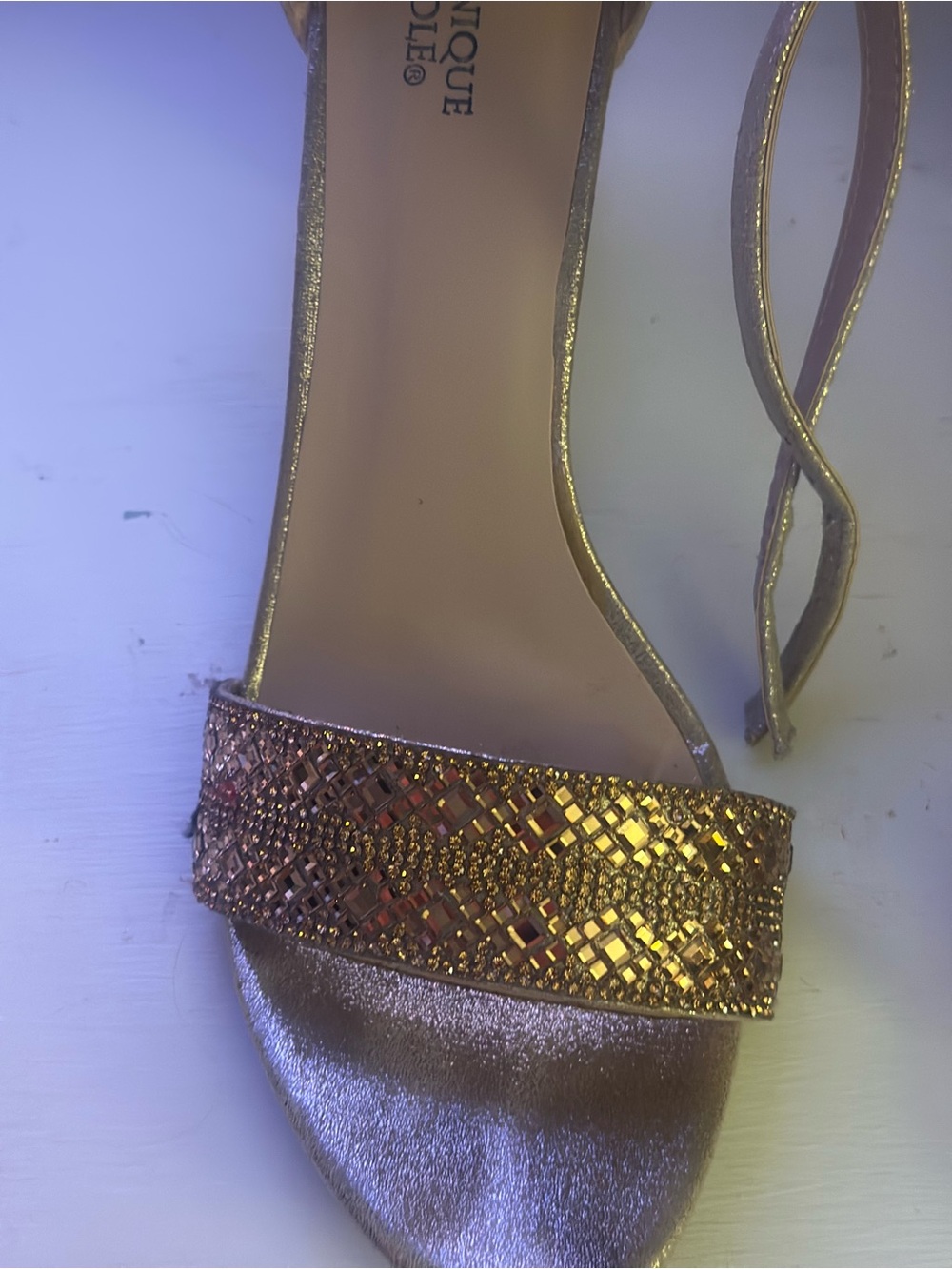 Dominique Gold Embellished Strappy Evening Sandal